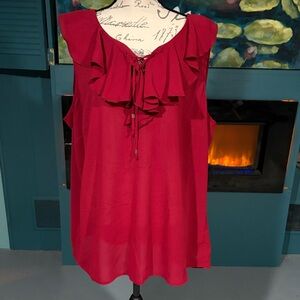 Chic Red Ruffled Blouse